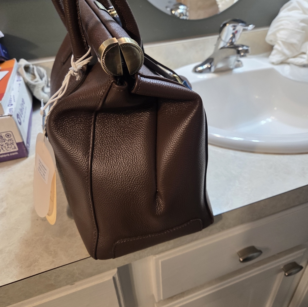 Viola Castellani Brown Leather Handbag - Picture 3 of 5